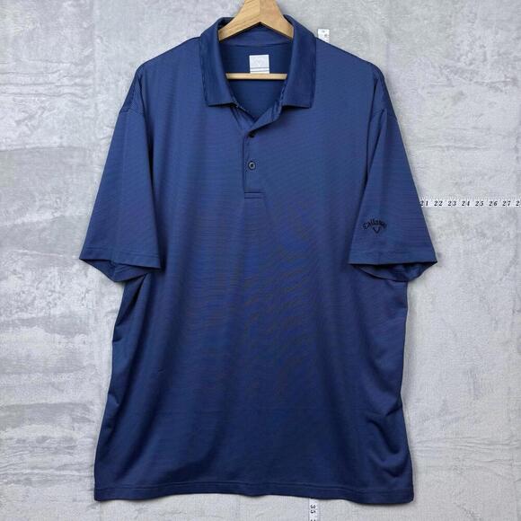 Callaway Opti-Dri Golf Polo Shirt Blue Striped XL Moisture Wicking Short Sleeve - Picture 2 of 7